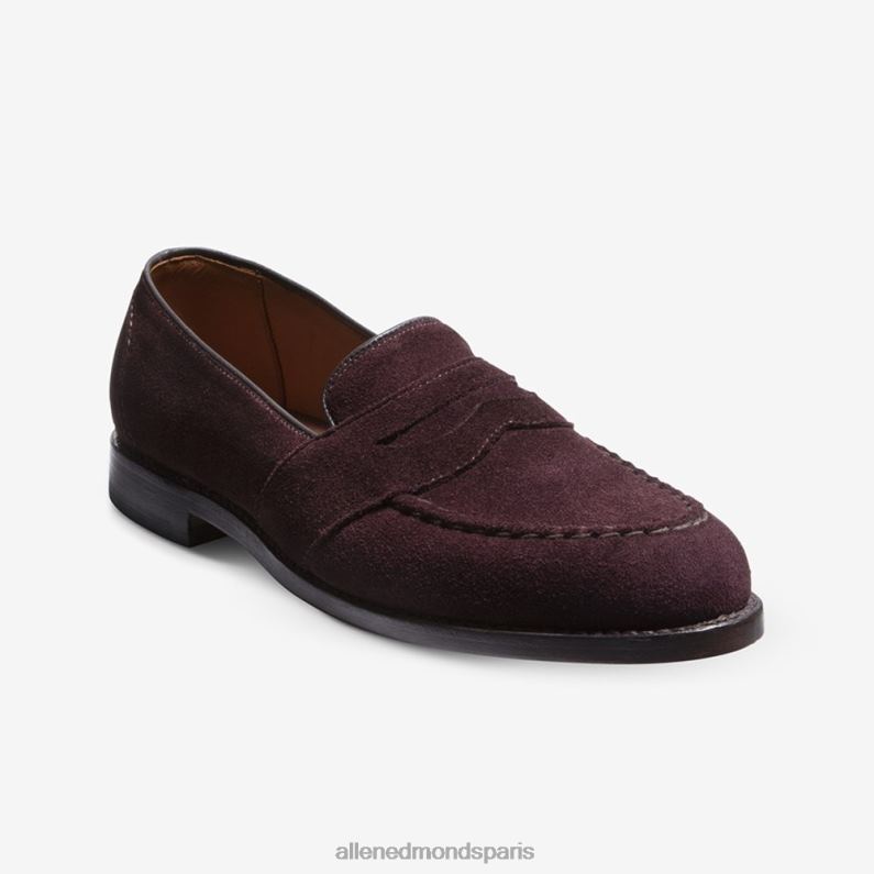 Allen Edmonds Hommes mocassins randolph penny J248F35 daim bordeaux