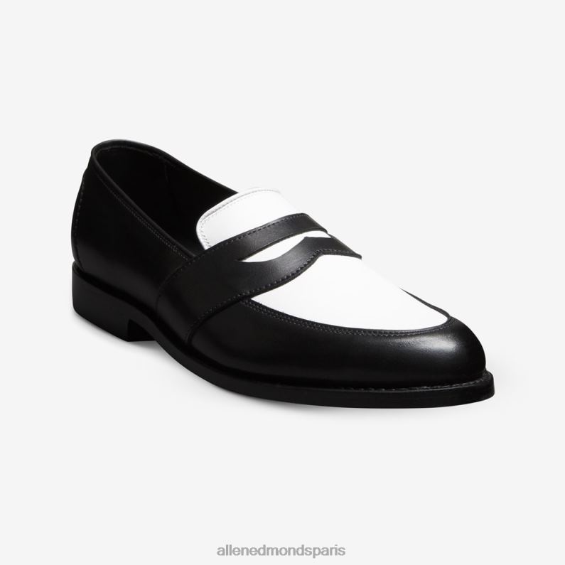 Allen Edmonds Hommes randolph spectateur penny mocassins J248F170 cuir noir/blanc