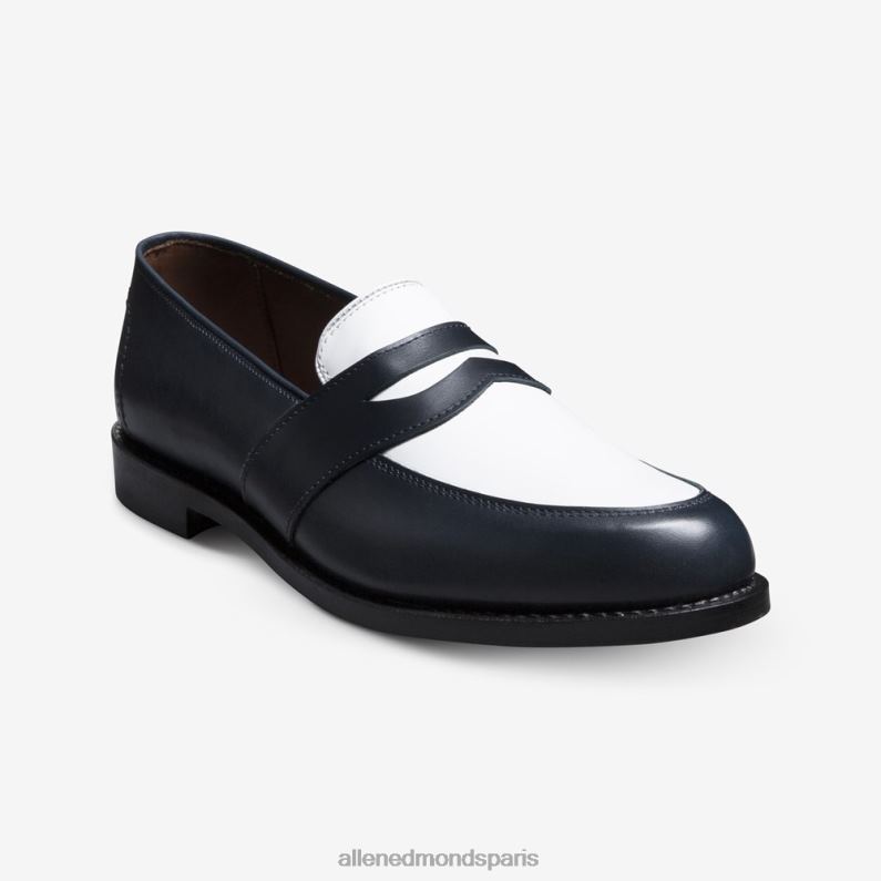 Allen Edmonds Hommes randolph spectateur penny mocassins J248F171 cuir marine/blanc