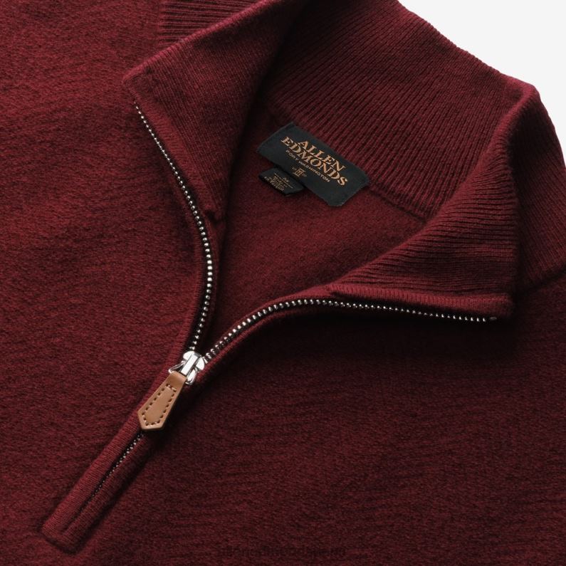 Allen Edmonds unisexe pull zippé en laine et cachemire J248F518 Bourgogne