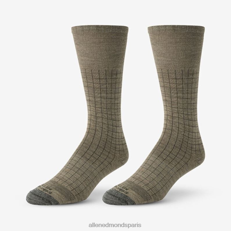 Allen Edmonds unisexe chaussettes habillées cool en mérinos à carreaux J248F202 gruau